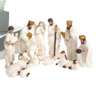 Imagem de Pequenas Figuras Do Presépio | Decoracao De Natal Em Resina Para Escritorio - Artesanato Escultural Do Presepio,Para Casa Escritorio Sala Quarto Grupos De Igreja Colecionadores Lareira Estante
