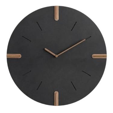 Imagem de Relógio de parede Relógio de parede minimalista, silencioso, alimentado por bateria, alta compatibilidade para decoração de casa(Large black round shape)