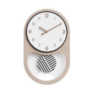 Imagem de Relógio de parede Relógio de pêndulo com design minimalista, funcionamento silencioso e alimentado por bateria para decoração de casa(Khaki)