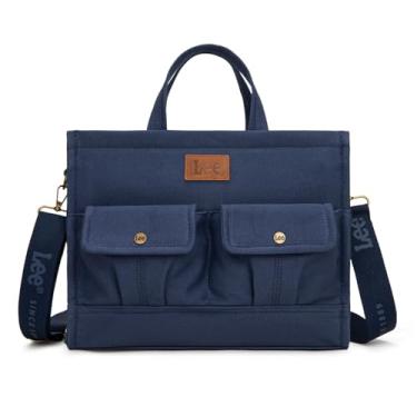 Imagem de Bolsa feminina de lona X Lee, média, alça superior, com vários bolsos para viagem, praia, uso diário, Jeans azul, Medium