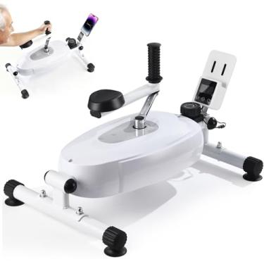 Imagem de Bicicleta ergométrica de braço magnético, 8 níveis de resistência, visor LCD, treinador de recuperação física, branco