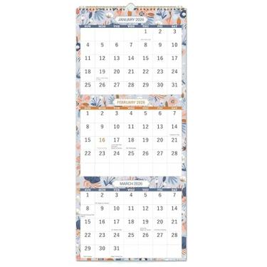 Imagem de Calendário 2026 - janeiro de 2026 - dezembro de 2026, exibição de 3 meses, calendário de parede 2026 (dobrado em um mês), 28,7 cm x 66 cm (quando aberto), calendário vertical
