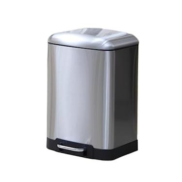 Imagem de uhyOHF Lixeira de pedal de aço inoxidável com tampa para lixeira quadrada de casa e escritório para lixeira comercial de reciclagem de lixo (prata-6L