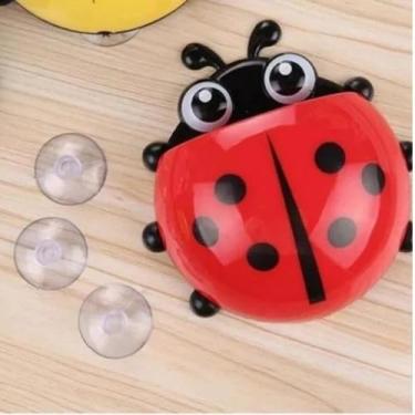 Imagem de Porta Escova de Dentes e Creme Dental Joaninha Vermelho – Suporte Infantil com Ventosas para Azulejo e Porcelanato(1 PEÇA)