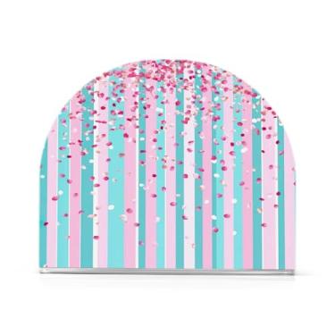 Imagem de Wassud Porta-guardanapos de acrílico com pétalas listradas, dispensador de guardanapos de papel moderno em forma de U para mesa, cozinha, sala de jantar, bancada 1 peça (comporta 50-60 guardanapos)