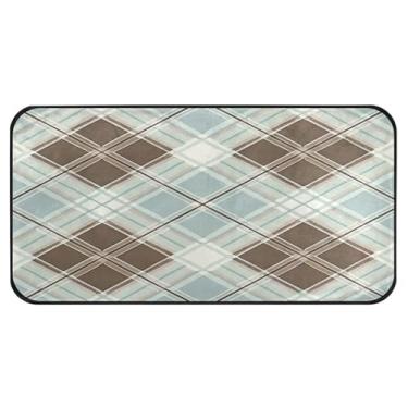 Imagem de STAYTOP Tapetes de cozinha xadrez elegante de búfalo 99 × 20 pol, antiderrapante, lavável, tapetes acolchoados, de poliéster, antifadiga, conforto, alpendre, tapete para decoração de casa de fazenda