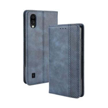 Imagem de Capa flip de couro para ZTE Blade A5 2020,Flip magnético retro,Caso de telefone de couro PU,Design de carteira com 3 slots de cartão e 1 clipe de dinheiro -Blue