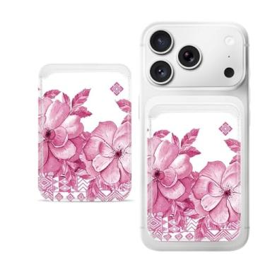 Imagem de Suporte de cartão magnético para iPhone, capa fina de couro PU, capa traseira para cartão, acessório de telefone fofo