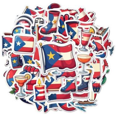 Imagem de 70Pcs Cartoon Puerto Rico Stickers Puerto Rican Country Flag Sticker for Kid Water Bottle Laptop Scrapbooking Skateboard Luggage Puertos Rico Party Decorations Ideal Gift for Boy Girl Teacher Reward