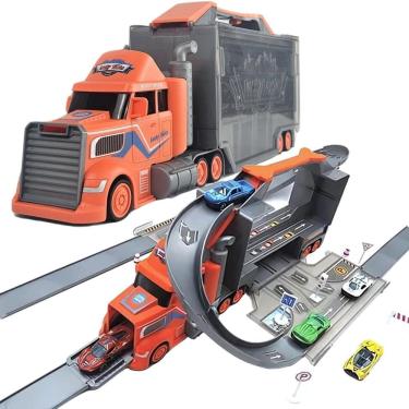 Imagem de Caminhhão Pista Brinquedo 5 Carrinhos Estacionamento Castela