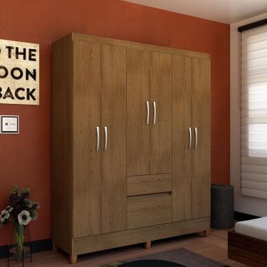 Imagem de Guarda-roupa Casal Bartira New Brusque 6 Portas 2 Gavetas Pintura Uv Avelã