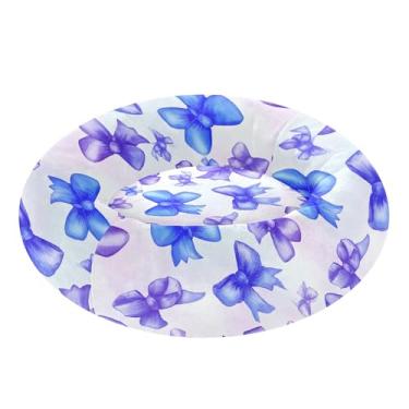 Imagem de SEHANY Cama fofa para cachorro com laço azul, removível e lavável, pequena, redonda para gatos, cama fofa super macia para animais de estimação com fundo antiderrapante para cães pequenos e médios e