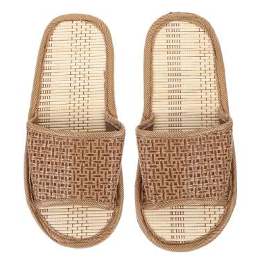 Imagem de Pantufas femininas de tecido de ratã, chinelos, leves, de linho, para uso , sapatos de praia, verão, Damasco, 6