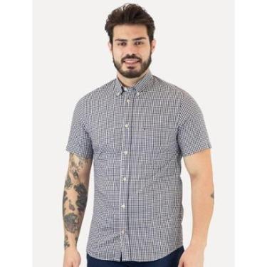 Imagem de Camisa Tommy Hilfiger Masculina Manga Curta Pocket Gingham Marinho-Masculino