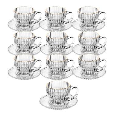 Imagem de Jogo 10 Xícara De Café De Cristal Com Fio De Ouro Império 110ml Wolff