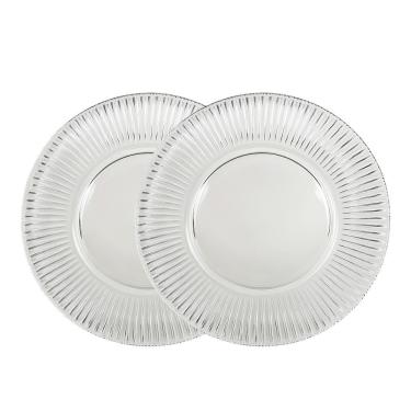 Imagem de Jogo 2 Sousplat Redondo De Cristal Renaissance Transparente Lyor 31,5cm