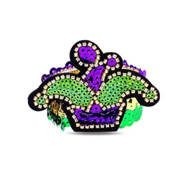 Imagem de Hremhoo Pulseira de carnaval com glitter brilhante chapéu grosso máscara de palhaço pulseiras pulseira de carnaval festa lembrancinha presentes joias acessórios de carnaval para mulheres, Medium
