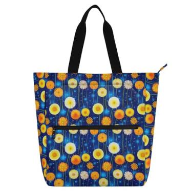 Imagem de Bolsa de ombro à prova d'água de tecido Oxford com flores de céu estrelado para meninos e meninas, compras escolares na biblioteca