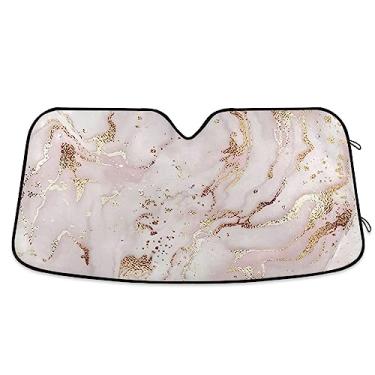 Imagem de Bloqueador solar de carro de mármore ouro rosa, persiana de janela de carro, cobertura solar para carro, caminhão, SUV