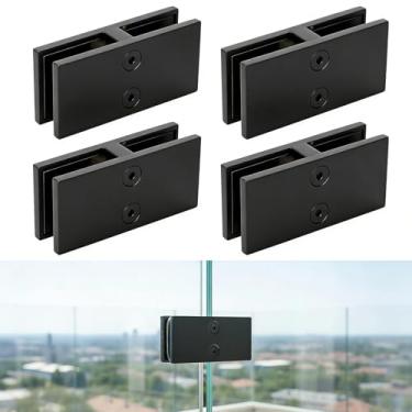 Imagem de foriy Pacote com 4 braçadeiras de corrimão, suporte de balaustrada de vidro para vidro, suporte de clipe de corrimão dupla face de aço inoxidável de 180 graus com juntas de borracha para cerca de