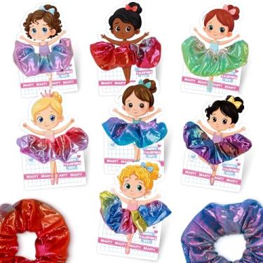Imagem de Kiddelo Valentines Day Gifts for Girls School Classroom Exchange, 28 Pack Ballerina Cards with Hair Scrunchies, 7 Designs Dance Valentine Favors, Non Candy Gifts for Party Favors
