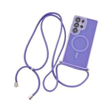 Imagem de Cordão ajustável com cordão para carregamento sem fio e capa protetora de lente para Samsung S25 S23 S24 Ultra S22 Plus, roxo, para S25 Plus