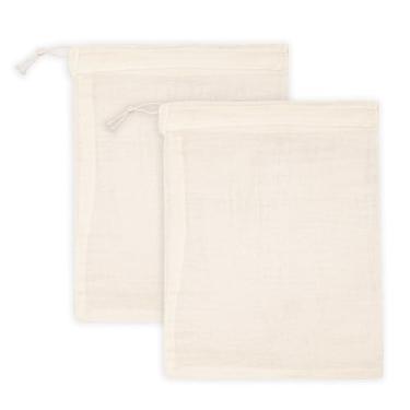 Imagem de PurpleEssences Sacos vazios de especiarias para cozinhar sopa - Sacos de gaze de musselina de algodão natural cru com cordão para chá, ervas, caldo de osso, bebida fria e coar - Natural (5, 10 x 15 cm