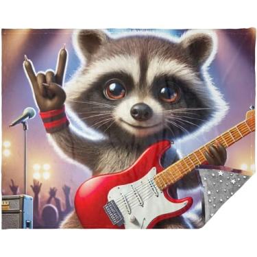 Imagem de Cobertores macios personalizados de guaxinim fofo e mantas macias super macias para sofá-cama cobertor solteiro animal 177,8 cm x 139,7 cm