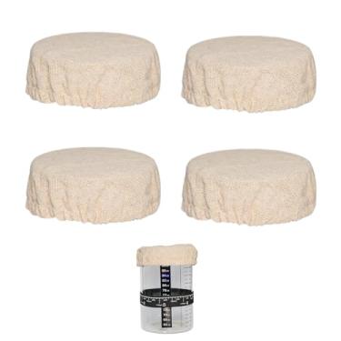 Imagem de TERESRY Pano de cobertura de pote para iniciantes Sourdough, capas de linho reutilizáveis para recipiente de iniciação de fermento, capas de tecido respirável para frascos de pedreiro, boca larga e