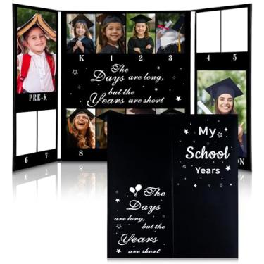 Imagem de Epakh Porta-retratos de anos escolares, pré-escolar para 12 unidades, duas fotos de 10 x 15 cm e doze fotos de 5 x 7 cm, livreto dobrável com slide para fotografias de formatura de faculdade