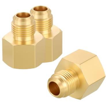 Imagem de Rebower 2 pacotes de adaptadores FeMale para macho, 1/5.1 cm FNPT x 3/20.3 cm alargador macho latão mamilos conectores de extensão de tubos adequados para industrial, automotivo, fluido, gás