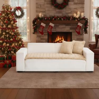 Imagem de WTHAVEN Capa de sofá para animais de estimação, lavável, antiderrapante, protetor de sofá para sofás e sofás (veludo de vison, marrom claro, 70 x 150 cm)