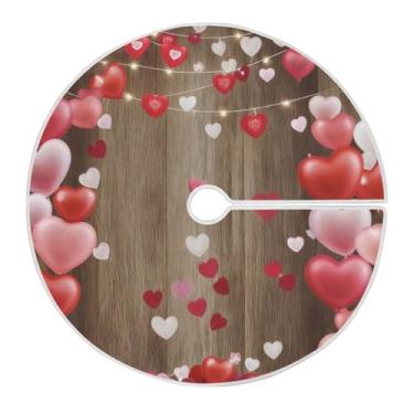 Imagem de Blueangle Saia de árvore de coração rosa vermelha de 118 cm - decoração de árvore de férias de poliéster macio e resistente a rugas (161)