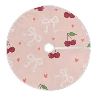 Imagem de Blueangle Saia de árvore de laço de fita de dia dos namorados de 118 cm - decoração de árvore de feriado de poliéster macio resistente a rugas (644)