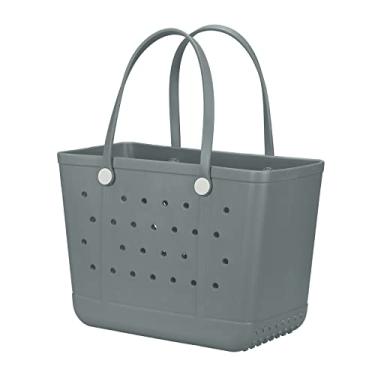 Imagem de UeKeKicg Bolsa de praia X grande de borracha, impermeável, lavável, aberta para mulheres, bolsa de mão para praia, piscina, ioga, Grande-cinza, Large, Sacola de viagem