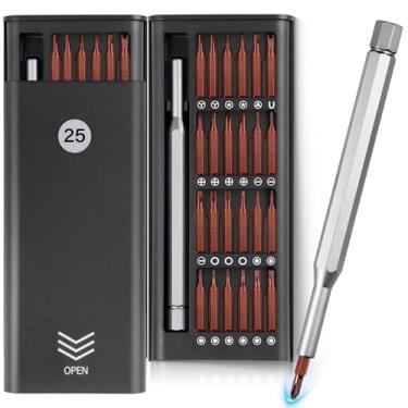 Imagem de Conjunto de chaves de fenda de precisão 25 em 1, kit de ferramentas de reparo magnético profissional com Torx e Pentalobe para iPhone, MacBook, PS5, óculos, relógio, eletrônicos, estrutura de aço de