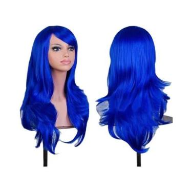 Imagem de Peruca Sintética Longa Ondulada Rosa Roxa De 70cm Para Mulheres Fantas