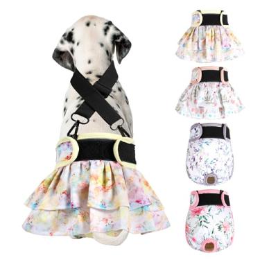 Imagem de Langsprit Fraldas Laváveis para Cadela(Pacote com 4 + 1 Suspensório), Fraldas Reutilizáveis para Cachorrinhas, Filhotes, Faixa de Barriga para Animais de Estimação, Período de Cio, Cocô, Xixi, Treinam