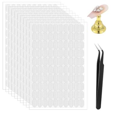 Imagem de 1000 peças de fita de unha dupla face, suporte de ponta falsa, abas adesivas com prensa de pinça, tiras adesivas pré-cortadas para suporte de exibição de unhas, suporte de prática, livro de tabela de