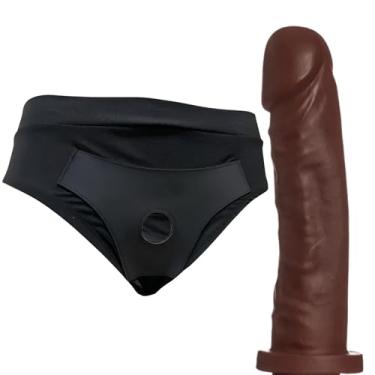 Imagem de Kit Com Cinta peniana Cintaralho Calcinta Estilo Cueca Splex Strap On Confortável Tamanho P Ao GG +Pênis De Borracha Realístico Prótese de Silicone Dildo Consolo Capa Peniana Brinquedo Adulto Feminino Masculino Penis Macio Grande vários Tamanhos (PROTESE:11X3,1 CHOCOLATE, TAMANHO CALCINTA: P)