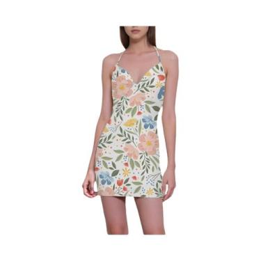 Imagem de Vestido Curto Floral Feminino Com Decote Halter Para O Verão, Sexy, Re