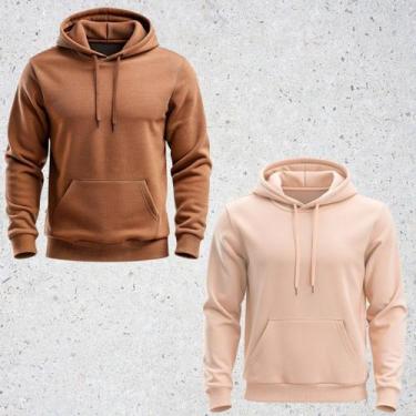 Imagem de Kit 2 Blusa de Frio Moletom Unissex Lisa Casaco canguru Inverno Com Ca