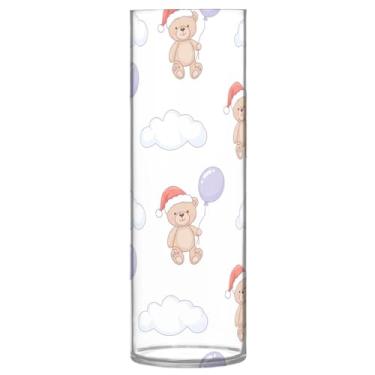 Imagem de CEBUGI Vaso de flor com balão de animais, 10 x 30 cm, vaso cilíndrico para flores, vaso transparente inquebrável para festa de casamento, decoração de casa
