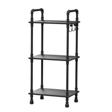 Imagem de Aduanbang Prateleira de escada industrial de 4 camadas, estante de livros estilo vintage, organizador independente para sala de estar, quarto, cozinha (preto (3 camadas))