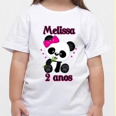 Imagem de Camiseta Aniversário URSINHO PANDA MENINA com nome e idade - Festa INF