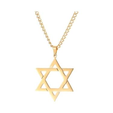 Imagem de Pingente De Amuleto Estrela De Davi Em Cor Dourada Para Homens, Joias 