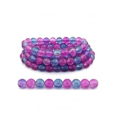 Imagem de DandS ltd Contas de vidro Crackle Lampwork para fabricação de joias, azul roxo, pulseiras vibrantes, colares, brincos, suprimentos de miçangas e kits de artesanato para joias artesanais, 80 peças 0,39