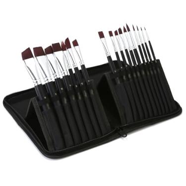 Imagem de Conjunto de pincéis de tinta acrílica de 17 unidades Kit profissional de pincéis para artistas de cabelo de nylon para aquarela Óleo Guache Unhas Corpo Rosto Desenho Artista