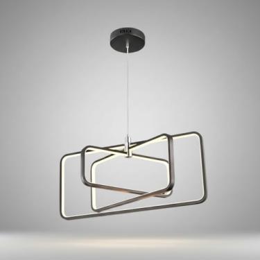 Imagem de Pendente Lustre Shaft LED 75W Preto Dimerizável 3 Temperaturas de Cor 3000K 4000K 6000K Bivolt Alumínio