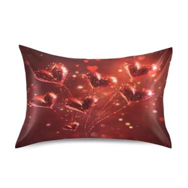 Imagem de ATTX Fronha de cetim para fogos de artifício dos namorados com fecho de envelope, macia e refrescante para cabelo e pele, tamanho Queen 20 x 30 polegadas (711)